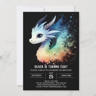 Invitation Anniversaire minimaliste du dragon gras