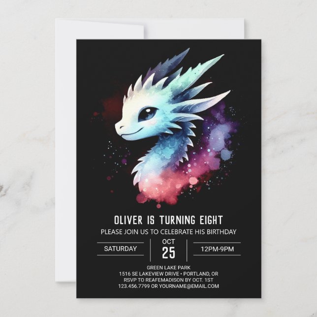 Invitation Anniversaire minimaliste du dragon puissant (Devant)