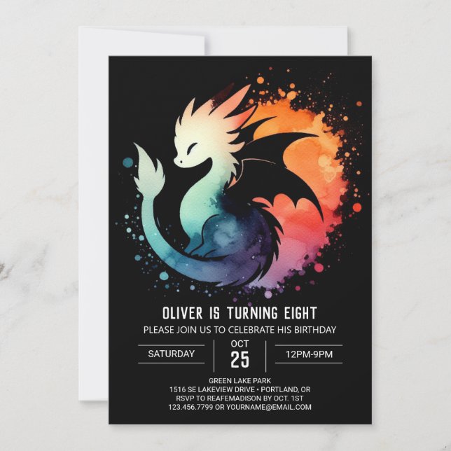 Invitation Anniversaire minimaliste du dragon rugissant (Devant)