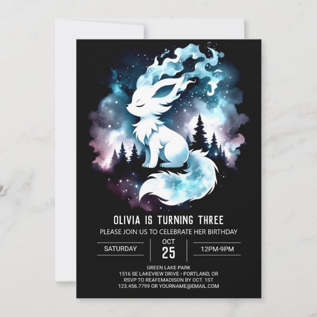 Invitation Anniversaire minimaliste du loup amusant (Devant)