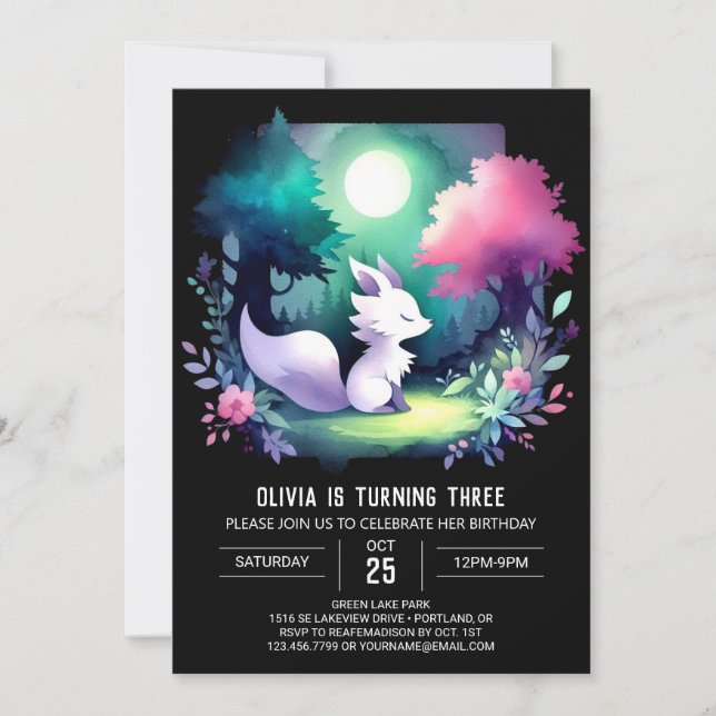 Invitation Anniversaire minimaliste du loup d'Imaginaire (Devant)