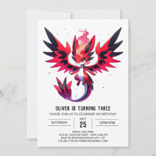 Invitation Anniversaire minimaliste du mignon dragon
