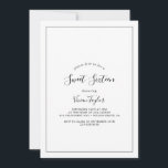 Invitation Anniversaire minimaliste du Sweet sixteen<br><div class="desc">Cette invitation minimaliste d'anniversaire de sweet sixteen est parfaite pour une simple fête de 16ème anniversaire. Le design romantique moderne présente une typographie classique en noir et blanc associée à une calligraphie rustique mais élégante avec un style vintage lettré à la main. Personnalisable dans n'importe quelle couleur. Gardez le design...</div>