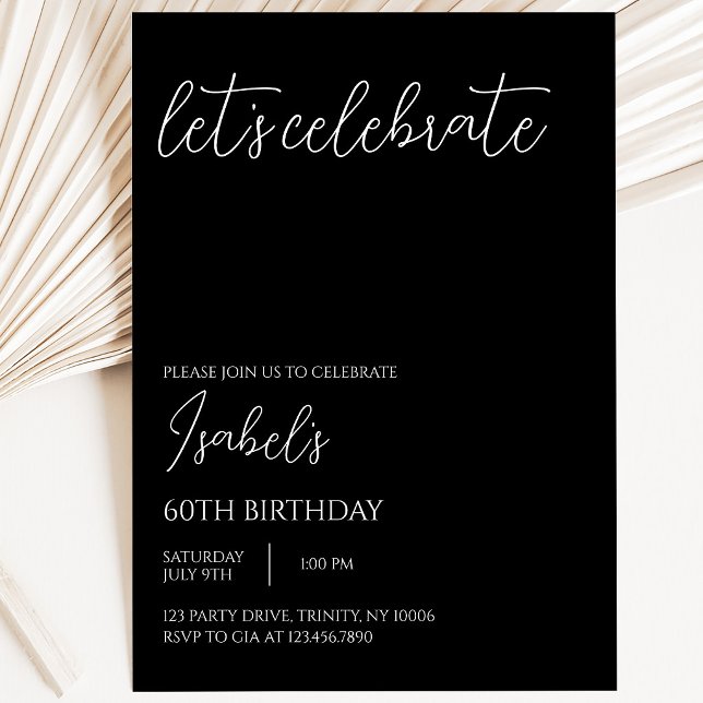 Invitation Anniversaire Minimaliste Noir (Créateur téléchargé)
