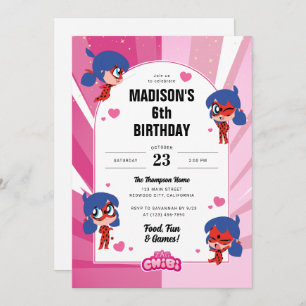 Invitation Anniversaire Miraculum Ladybug Chibi