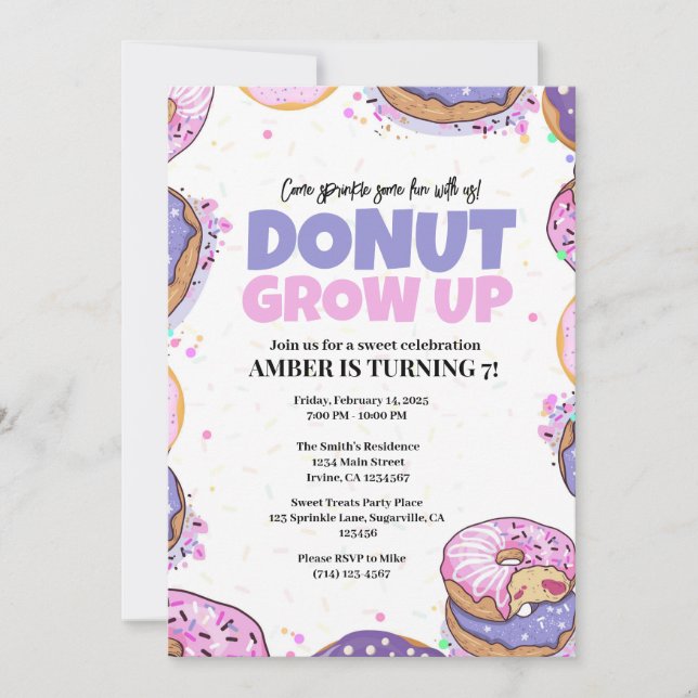 Invitation anniversaire modèle Donut Grow Up tout  (Devant)