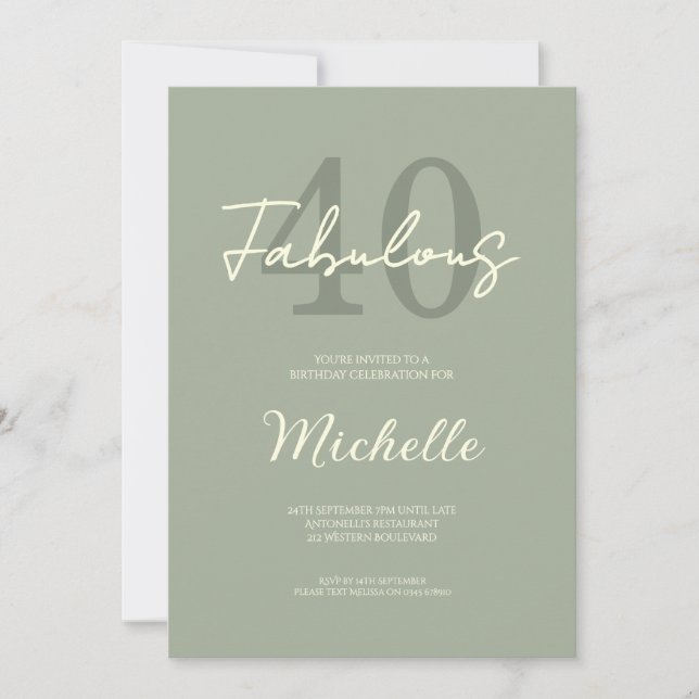 Invitation Anniversaire Moderne 40 ans 40 ans et Incroyable F (Devant)