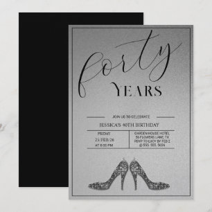 Invitation Anniversaire Moderne de 40 ans de Stiletto Tendanc