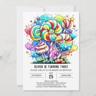 Invitation Anniversaire moderne de Candyland