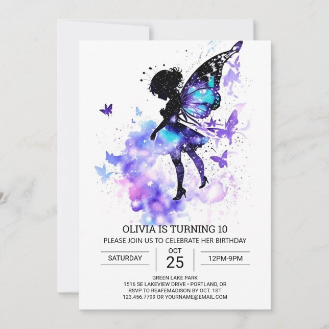 Invitation Anniversaire moderne de Little Fairy (Devant)