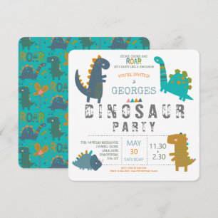 Invitation anniversaire moderne dinosaure mignon