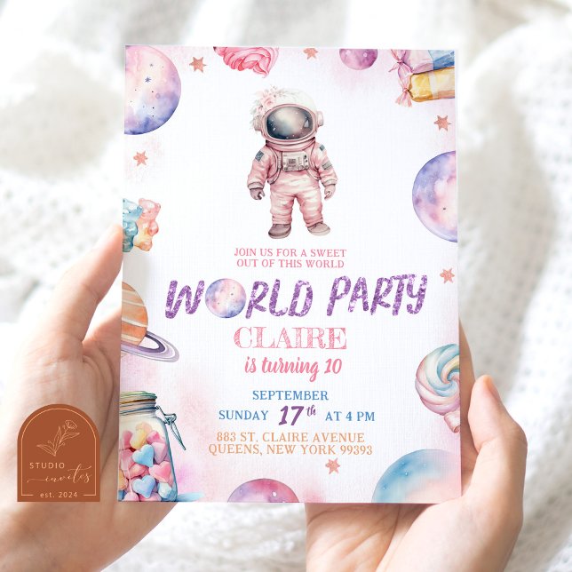 Invitation Anniversaire Moderne Doux Galaxie Hors de Ce Monde (Créateur téléchargé)