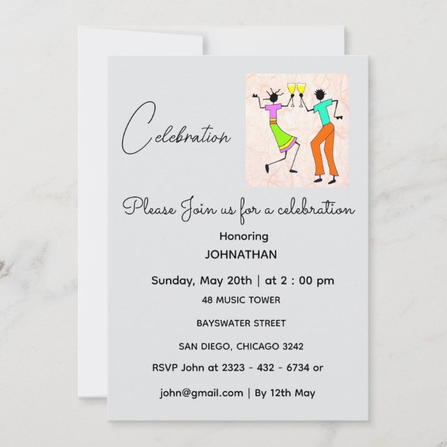 Invitation Anniversaire moderne et élégant (Devant)