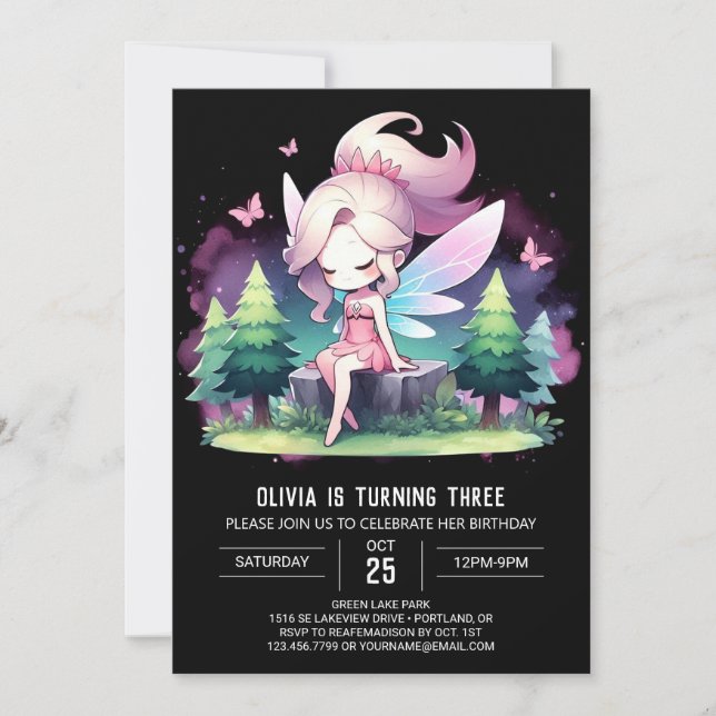 Invitation Anniversaire moderne Pastel Fairy (Devant)