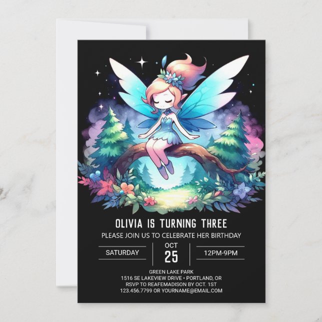 Invitation Anniversaire moderne Pastel Fairy (Devant)