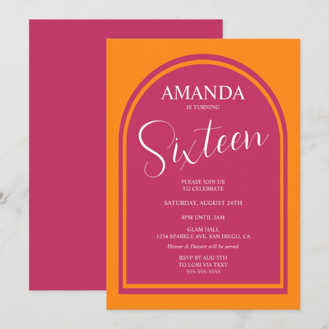 Invitation Anniversaire moderne pour n'importe quel âge (Devant / Derrière)