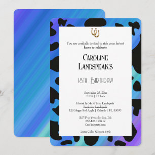 Invitation anniversaire moderne Rodéo bleu électri