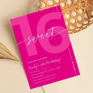 Invitation Anniversaire Moderne Rose 16 Ans