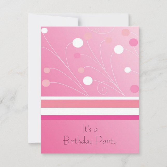 Invitation anniversaire moderne rose avec des rayu (Devant)