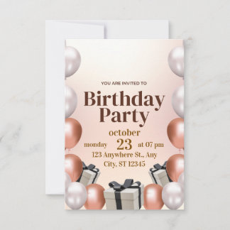 Invitation anniversaire moderne Rose Gold