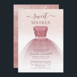 Invitation Anniversaire Moderne Sweet 16 Rose Gold Script Pai<br><div class="desc">Comportant une jolie robe rose saumon et une fausse brillance or rose avec un script moderne et une typographie populaire,  cette invitation d'anniversaire est parfaite pour une princesse qui célèbre son 16ème anniversaire.</div>