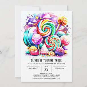 Invitation Anniversaire modifiable Candyland personnalisé
