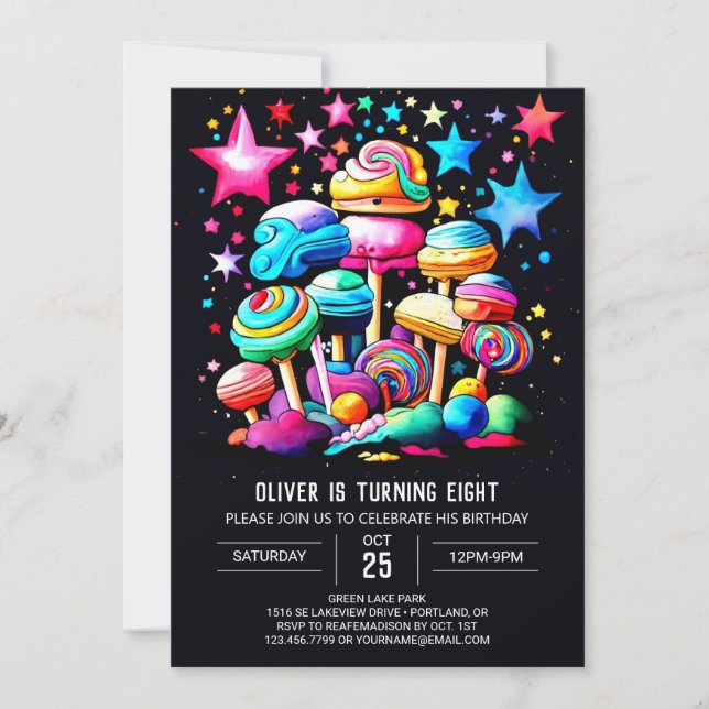 Invitation Anniversaire modifiable de Candyland (Devant)