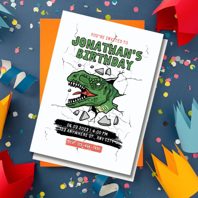 Invitation anniversaire modifiable de dinosaure, f (Créateur téléchargé)