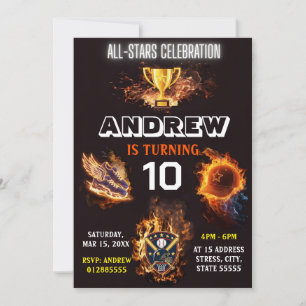 Invitation anniversaire modifiable de sports de to