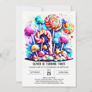 Invitation Anniversaire modifiable des bonbons modernes