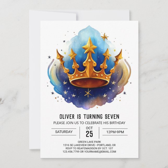 Invitation Anniversaire modifiable du Prince Diamond (Devant)