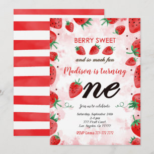 Invitation anniversaire modifiable fraise