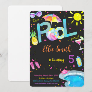 Invitation anniversaire modifiable pour piscine