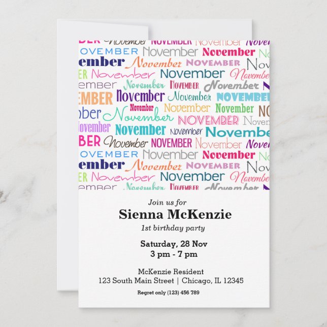 Invitation Anniversaire mois novembre (Devant)