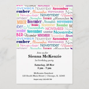 Invitation Anniversaire mois novembre