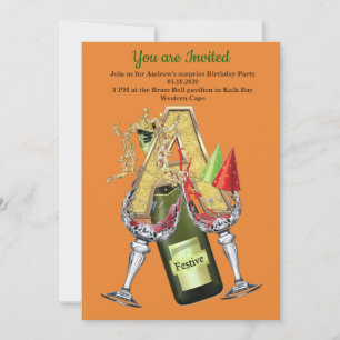 Invitation Anniversaire - Monogramme majuscule -lettre A