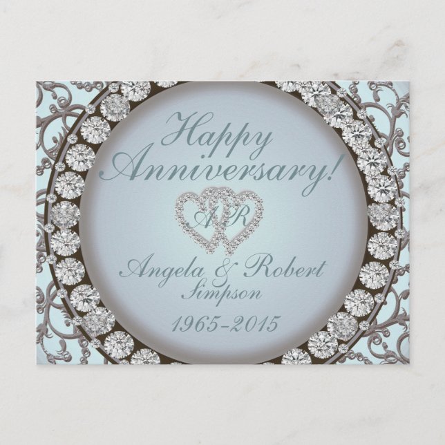 Invitation Anniversaire | Monogramme Turquoise (Devant)