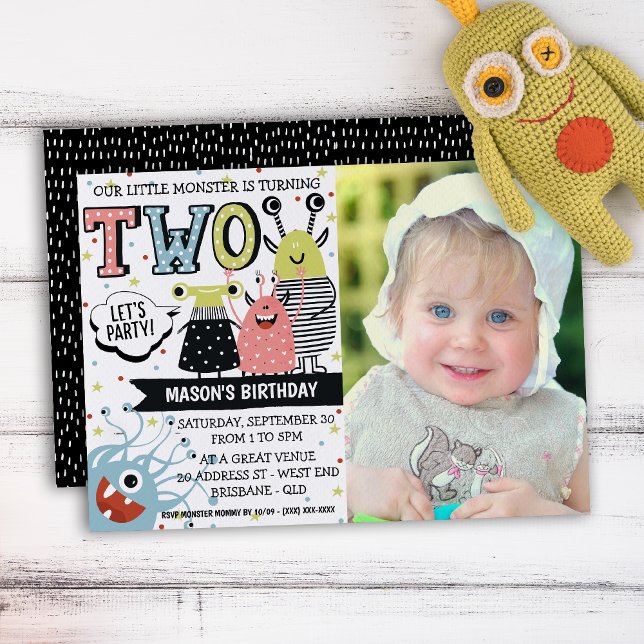 Invitation Anniversaire Monster de deux ans (Your little one will be in for a monster of a celebration with this creative invitation.)
