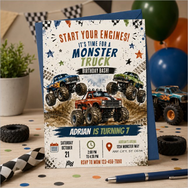 Invitation Anniversaire Monster Truck (Créateur téléchargé)