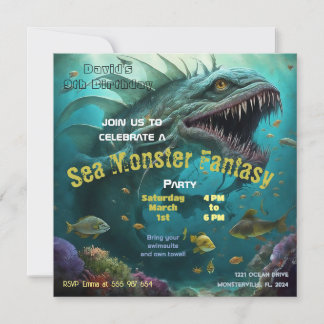 Invitation Anniversaire Monstre de mer Imaginaire
