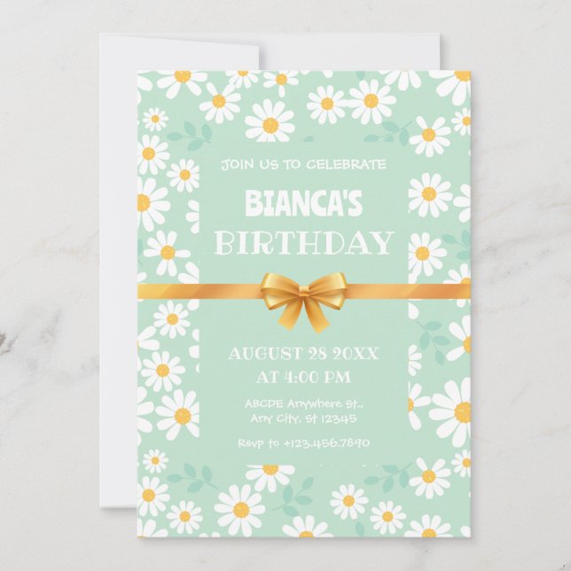 INVITATION ANNIVERSAIRE MOTIF FLEURS (Devant)