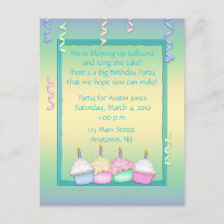 Invitation Anniversaire multicolore de petit gâteau