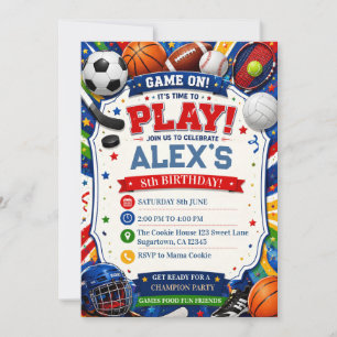 Invitation Anniversaire Multisport Football Basket