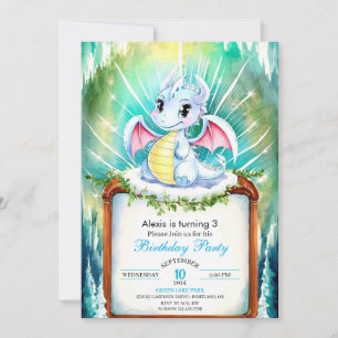 Invitation Anniversaire mystique du Dragon mignon