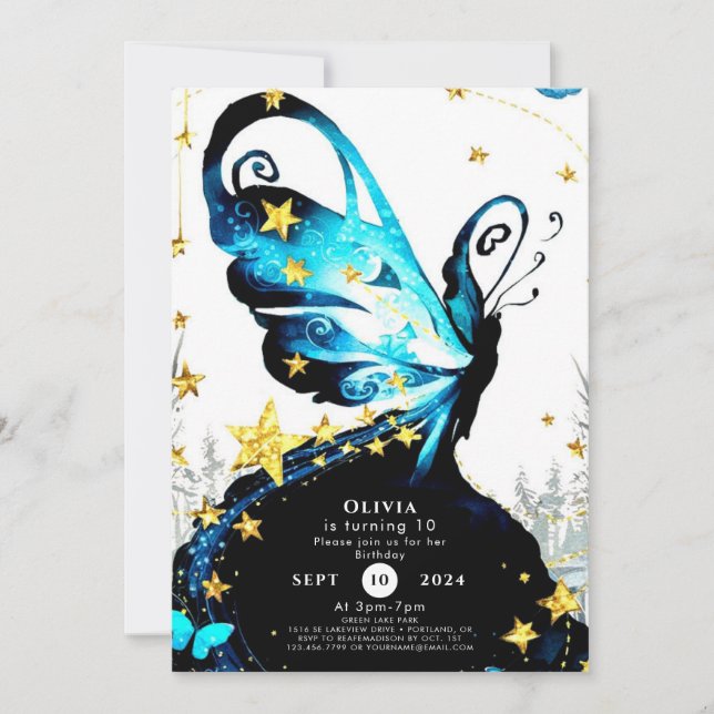 Invitation Anniversaire mystique du papillon lunaire (Devant)