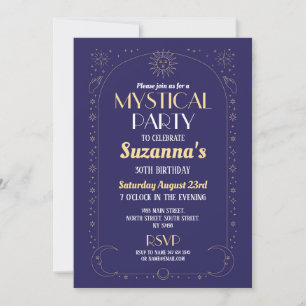 Invitation Anniversaire mystique Marine Gold Sun Moon Party