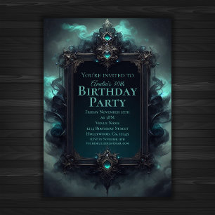 Invitation Anniversaire mystique noir et Turquoise
