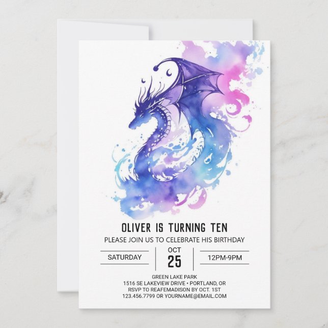 Invitation Anniversaire mythique du dragon (Devant)