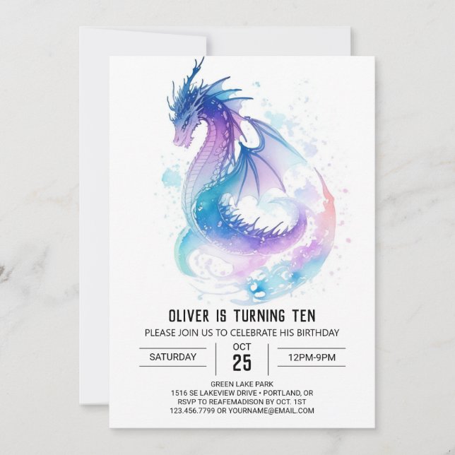 Invitation Anniversaire Mythique Du Dragon Pour Enfants Imagi (Devant)