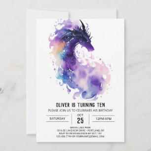 Invitation Anniversaire mythique du dragon qui respire le feu